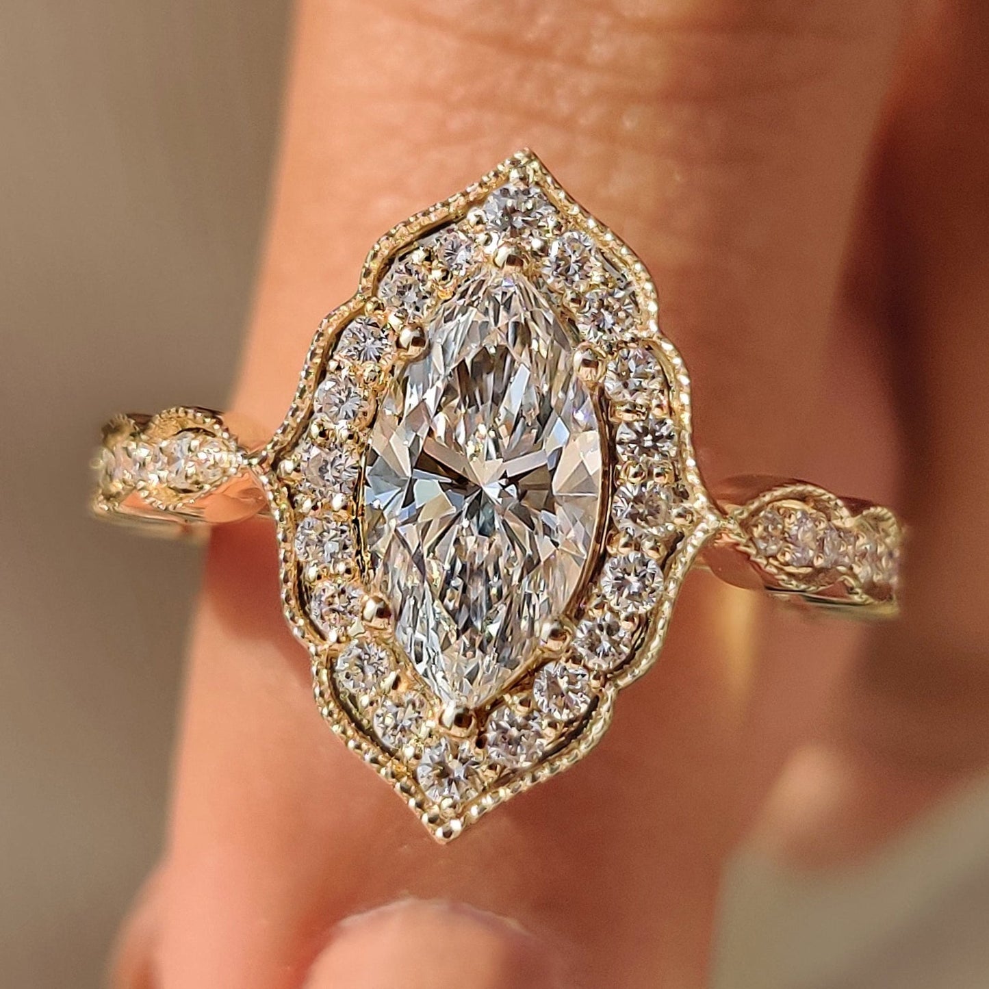 Cushion Hidden Halo Lab Grown Diamond Engagement Ring