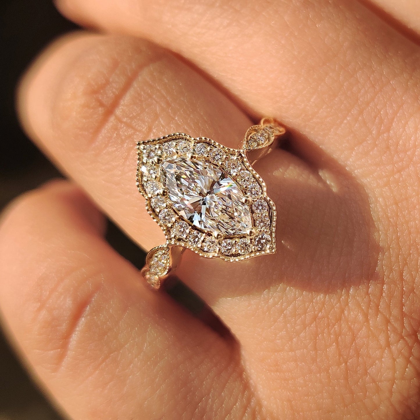 Cushion Hidden Halo Lab Grown Diamond Engagement Ring