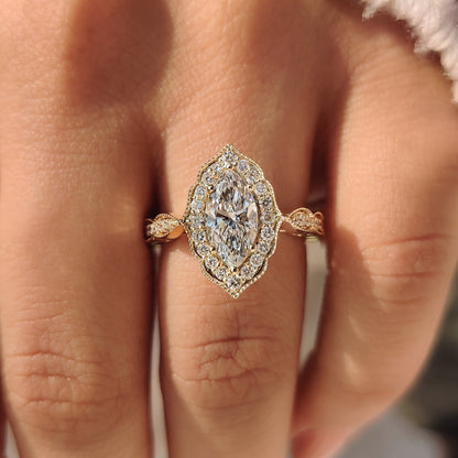 Cushion Hidden Halo Lab Grown Diamond Engagement Ring