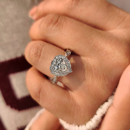 Cushion Hidden Halo Lab Grown Diamond Engagement Ring