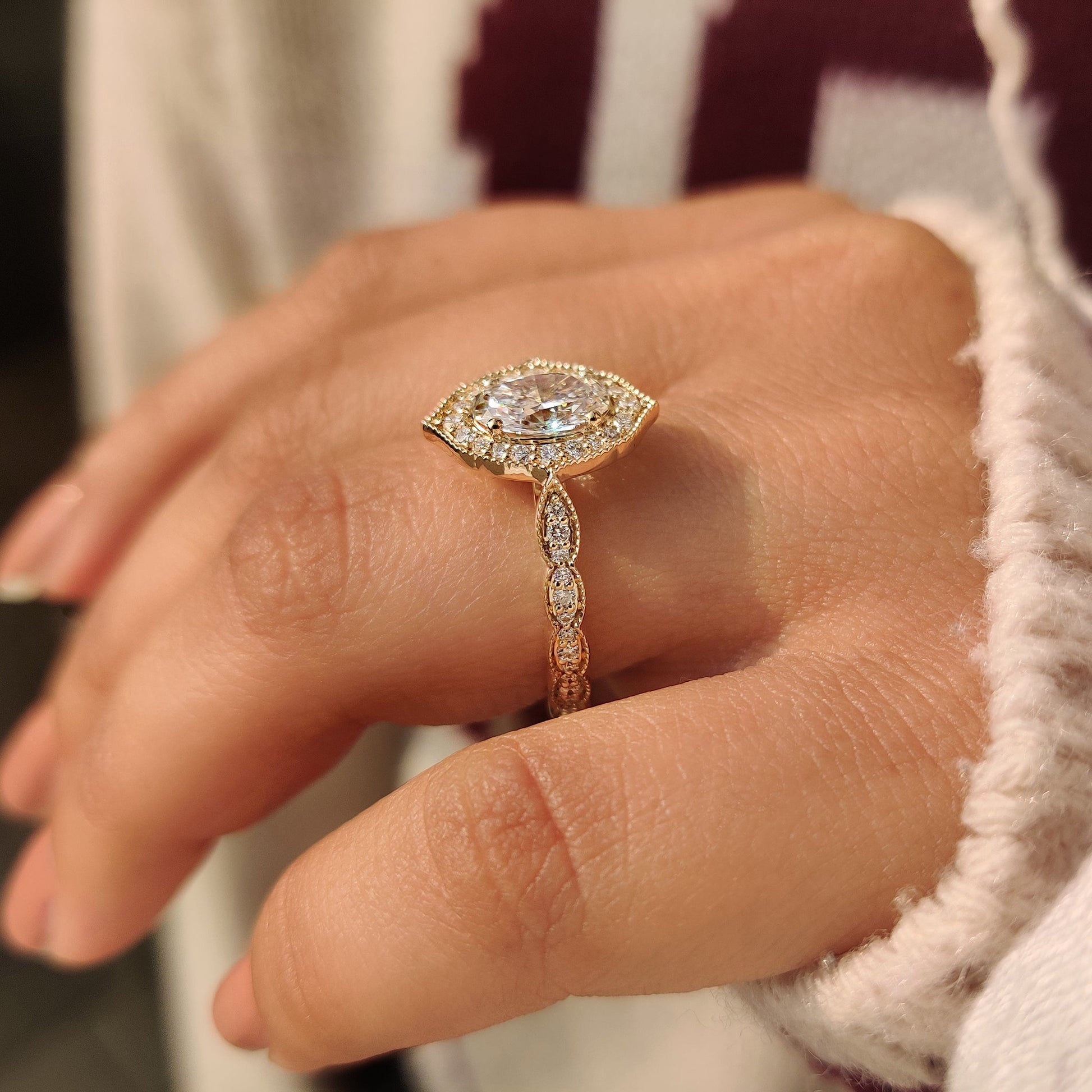 Cushion Hidden Halo Lab Grown Diamond Engagement Ring
