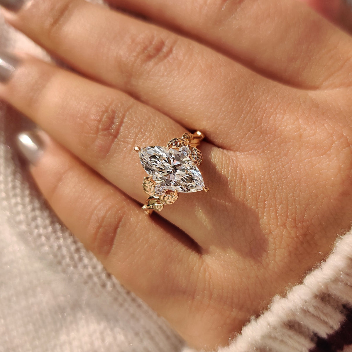 Marquise Nature Inspired Lab Grown Diamond Engagement Ring