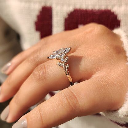 Marquise Nature Inspired Lab Grown Diamond Engagement Ring
