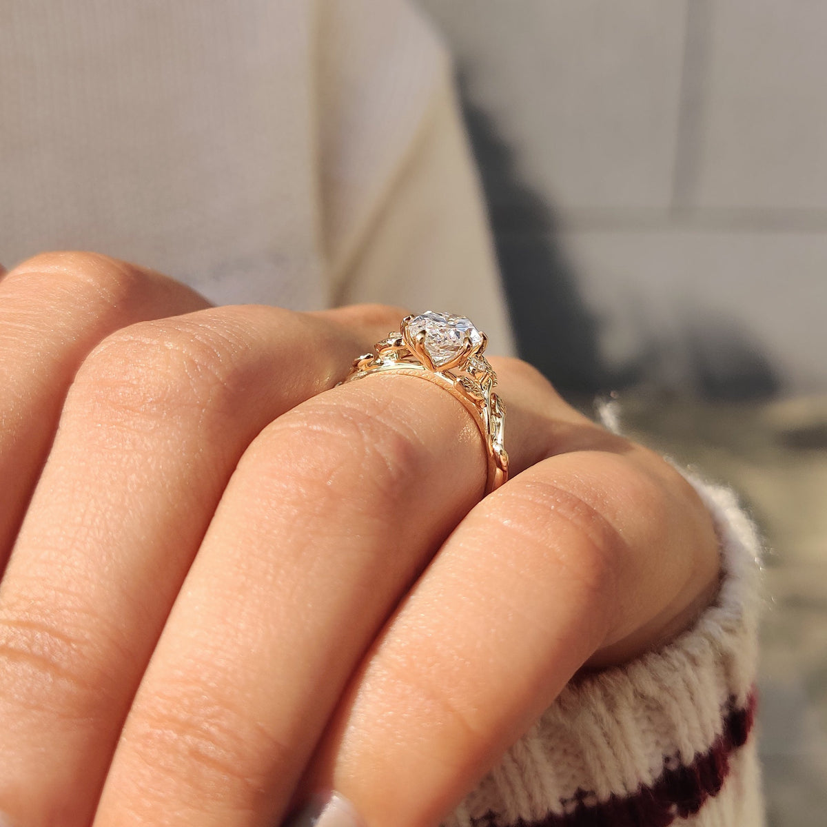 Marquise Nature Inspired Lab Grown Diamond Engagement Ring