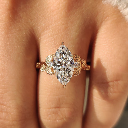 Marquise Nature Inspired Lab Grown Diamond Engagement Ring