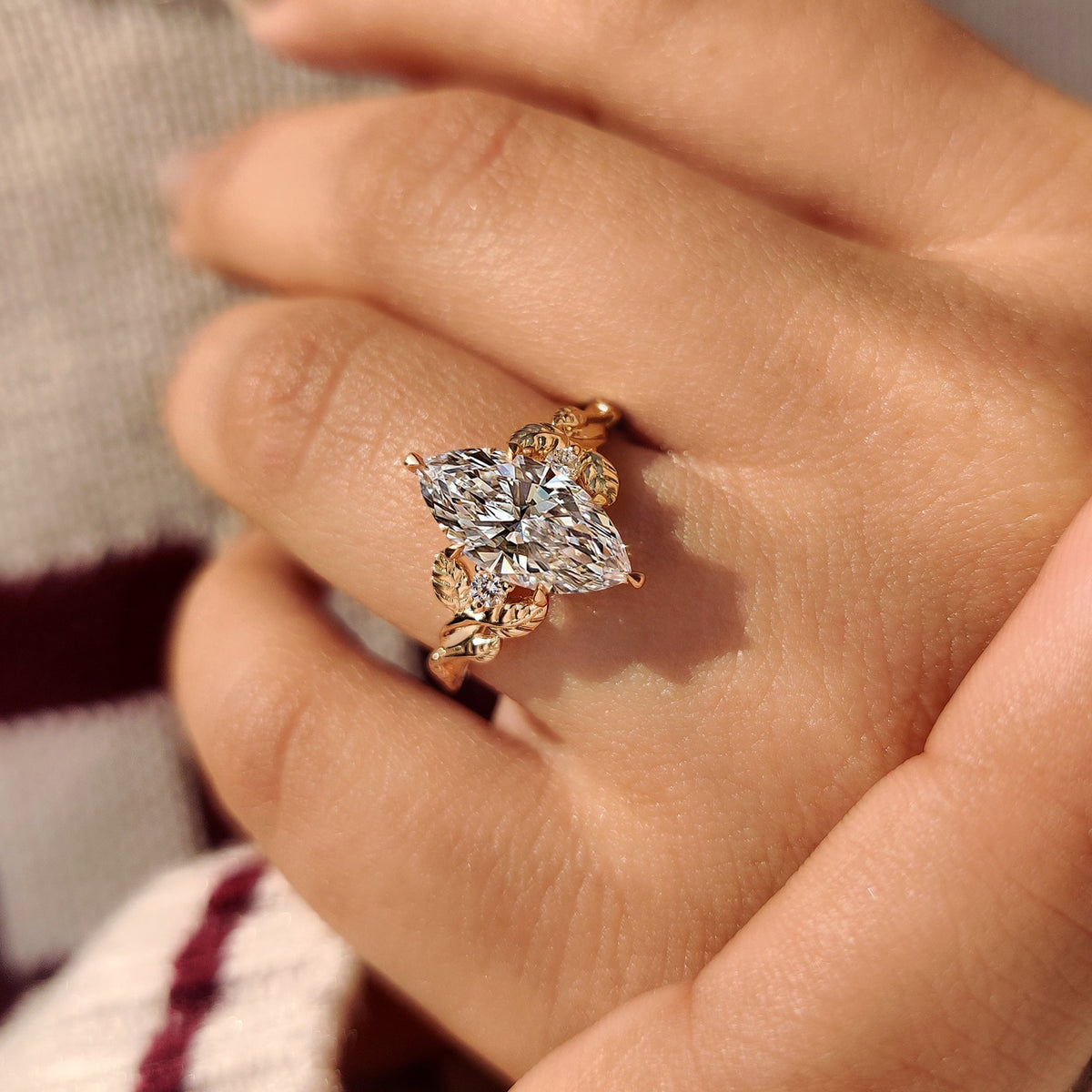 Marquise Nature Inspired Lab Grown Diamond Engagement Ring