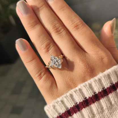 Marquise Nature Inspired Lab Grown Diamond Engagement Ring