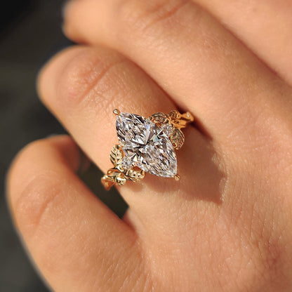 Marquise Nature Inspired Lab Grown Diamond Engagement Ring