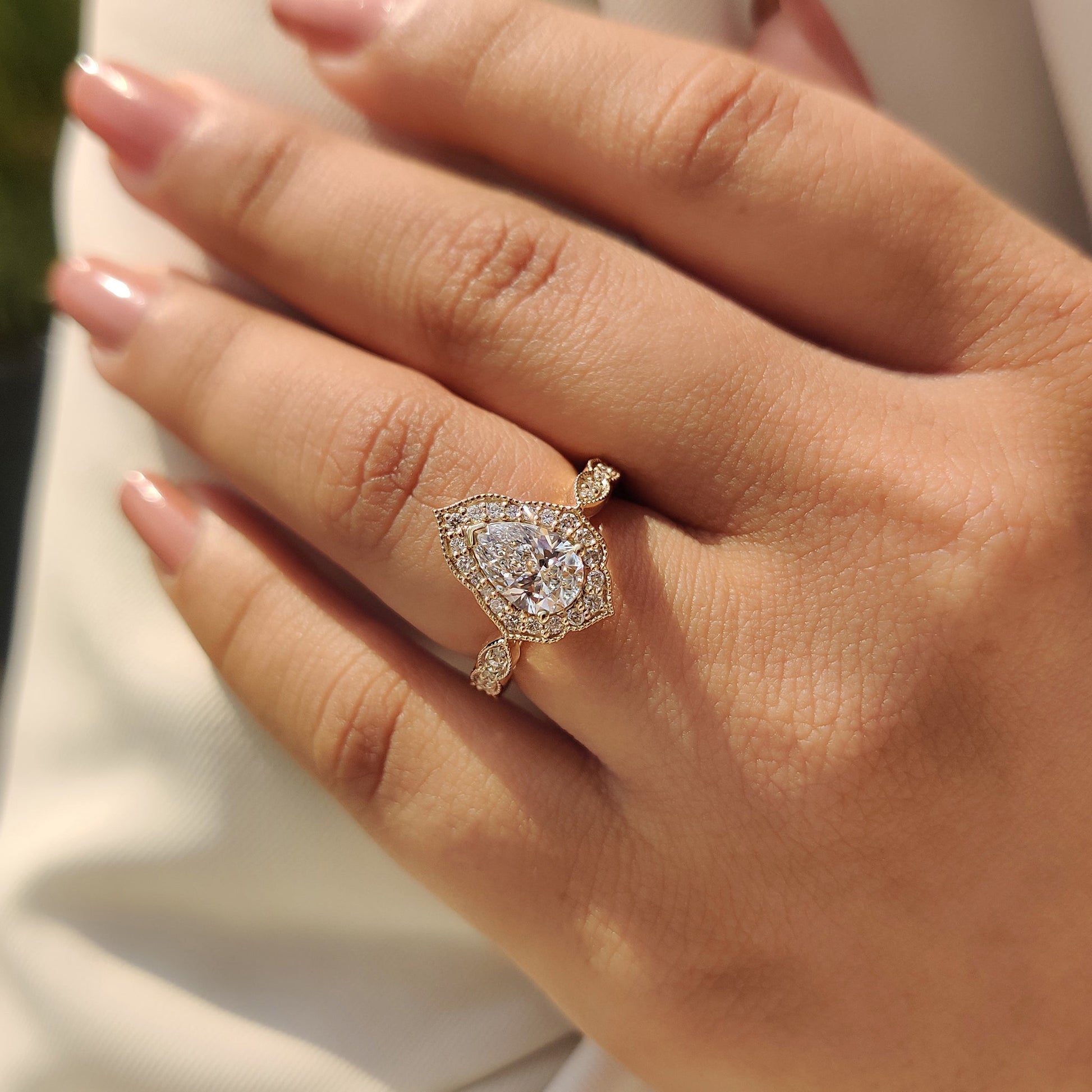 Cushion Hidden Halo Lab Grown Diamond Engagement Ring