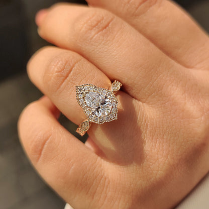 Cushion Hidden Halo Lab Grown Diamond Engagement Ring