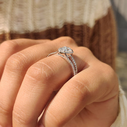 Cushion Hidden Halo Lab Grown Diamond Engagement Ring