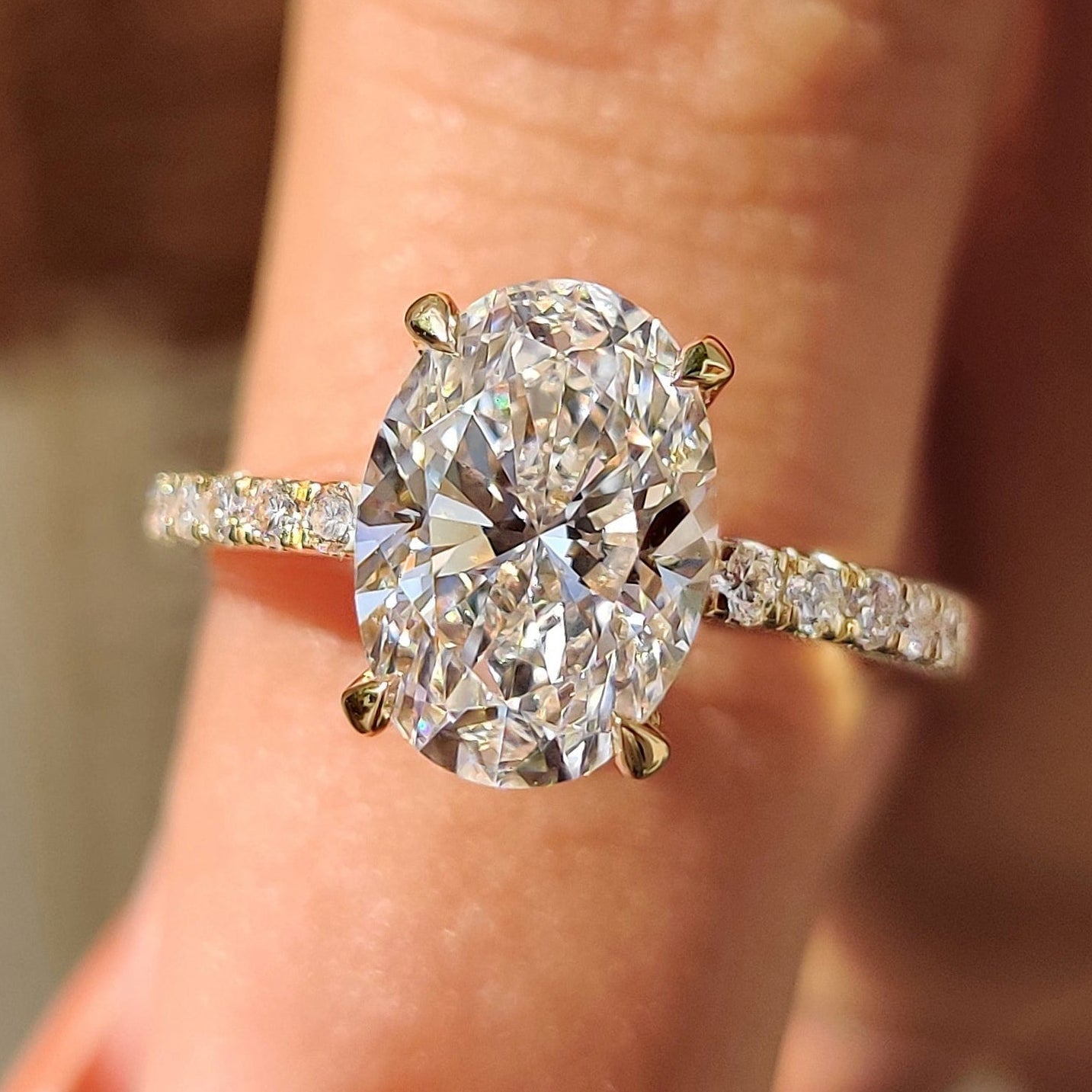 Cushion Hidden Halo Lab Grown Diamond Engagement Ring
