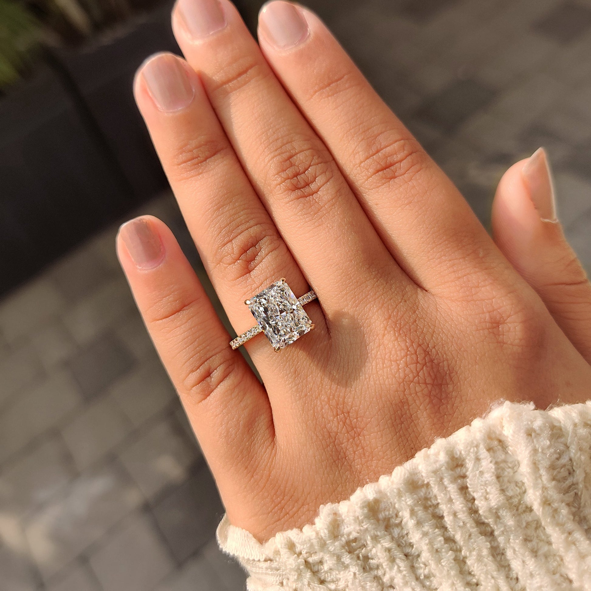 Cushion Hidden Halo Lab Grown Diamond Engagement Ring