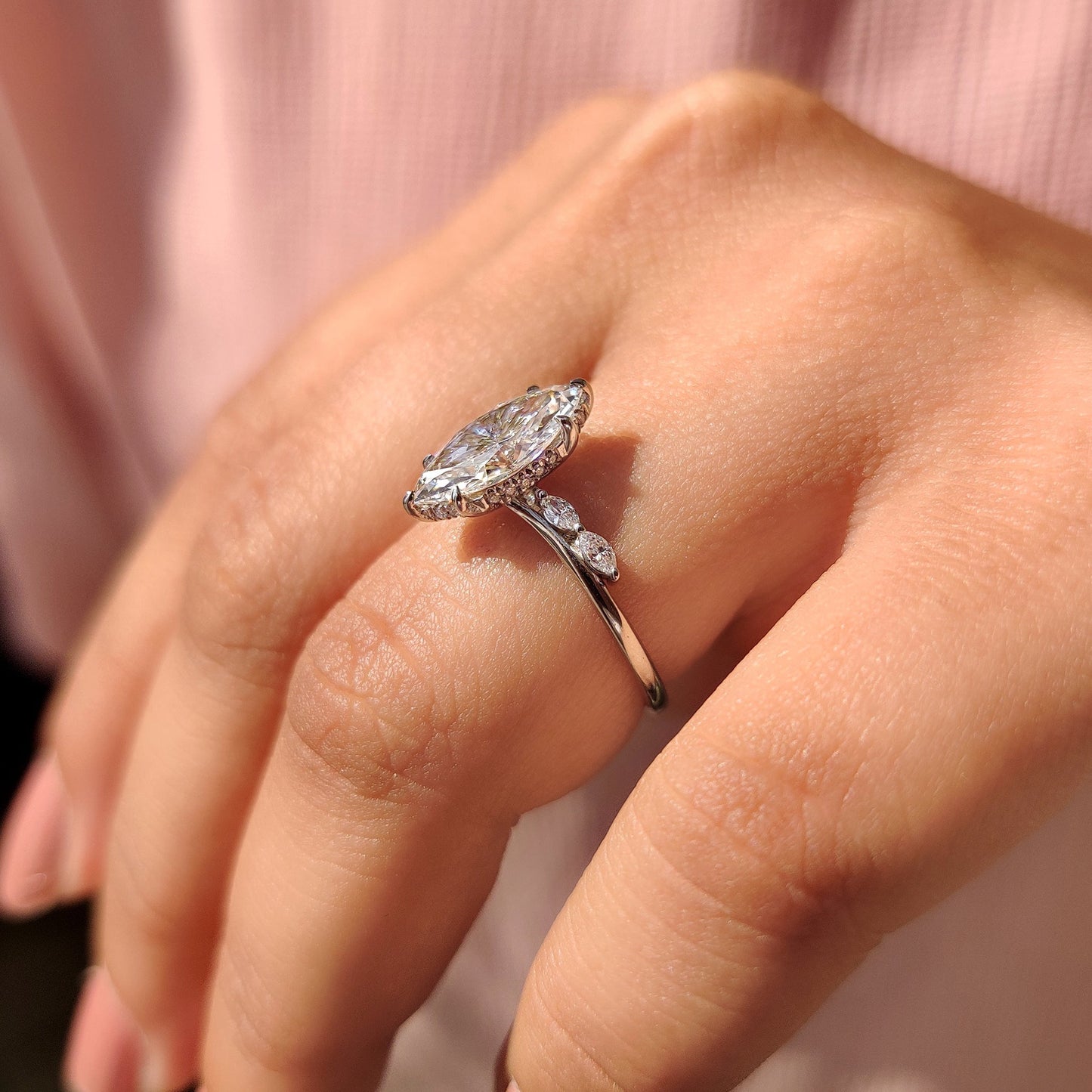 Cushion Hidden Halo Lab Grown Diamond Engagement Ring