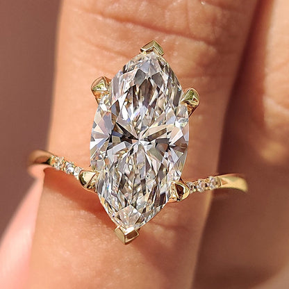Marquise Swirl Pave Lab Grown Diamond Engagement Ring