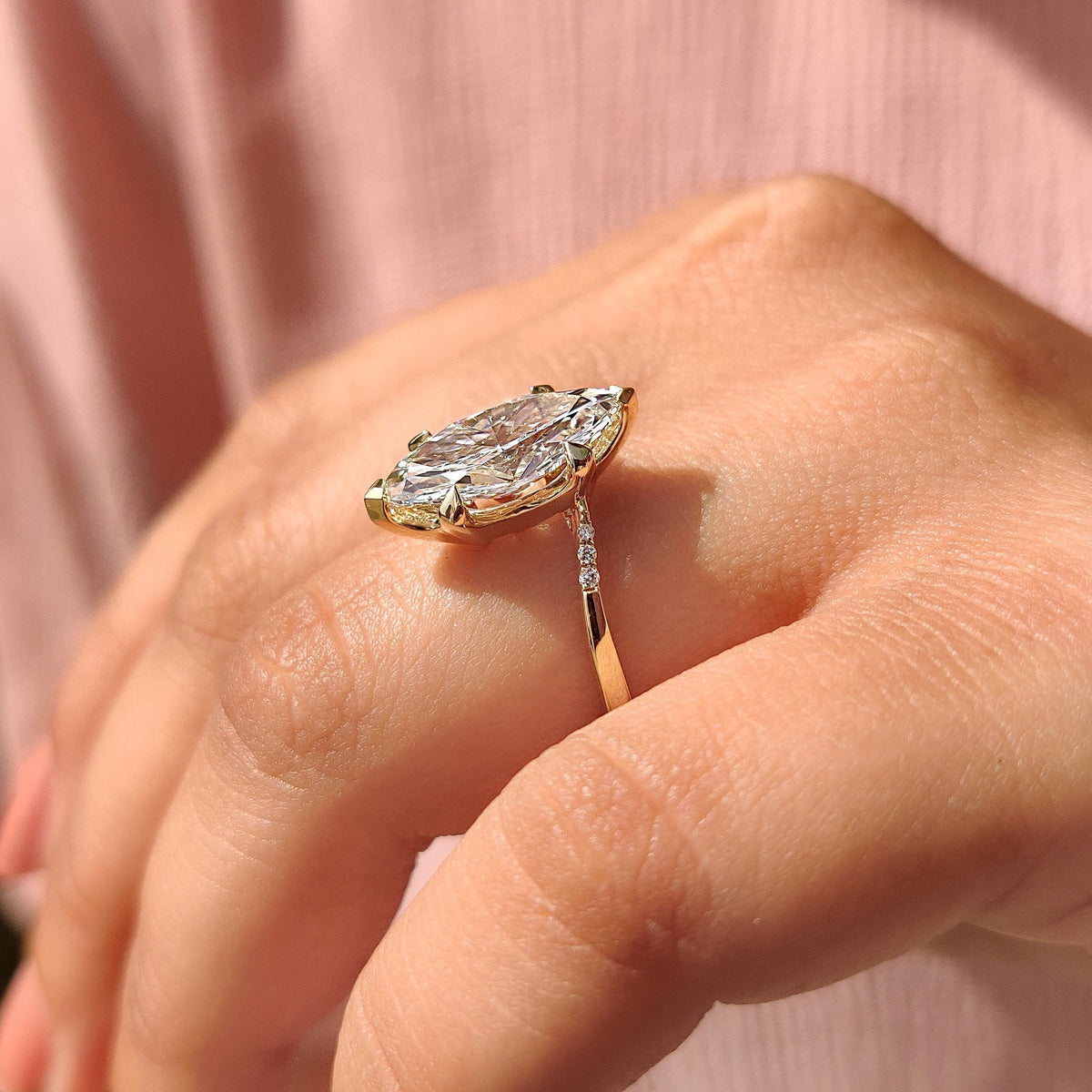 Marquise Swirl Pave Lab Grown Diamond Engagement Ring