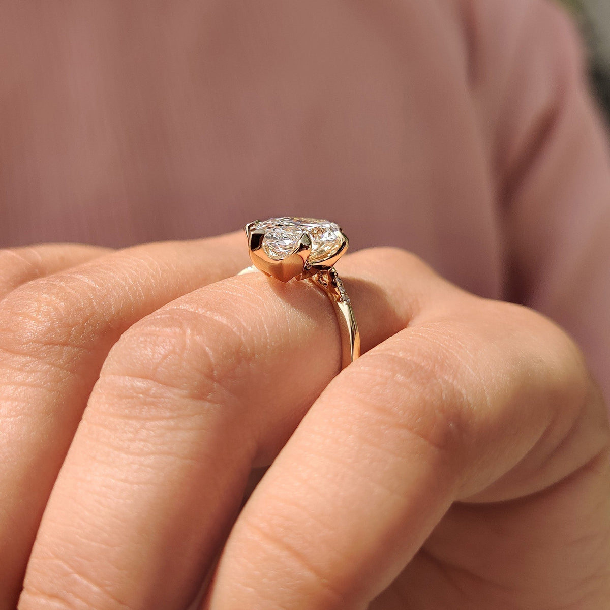 Marquise Swirl Pave Lab Grown Diamond Engagement Ring