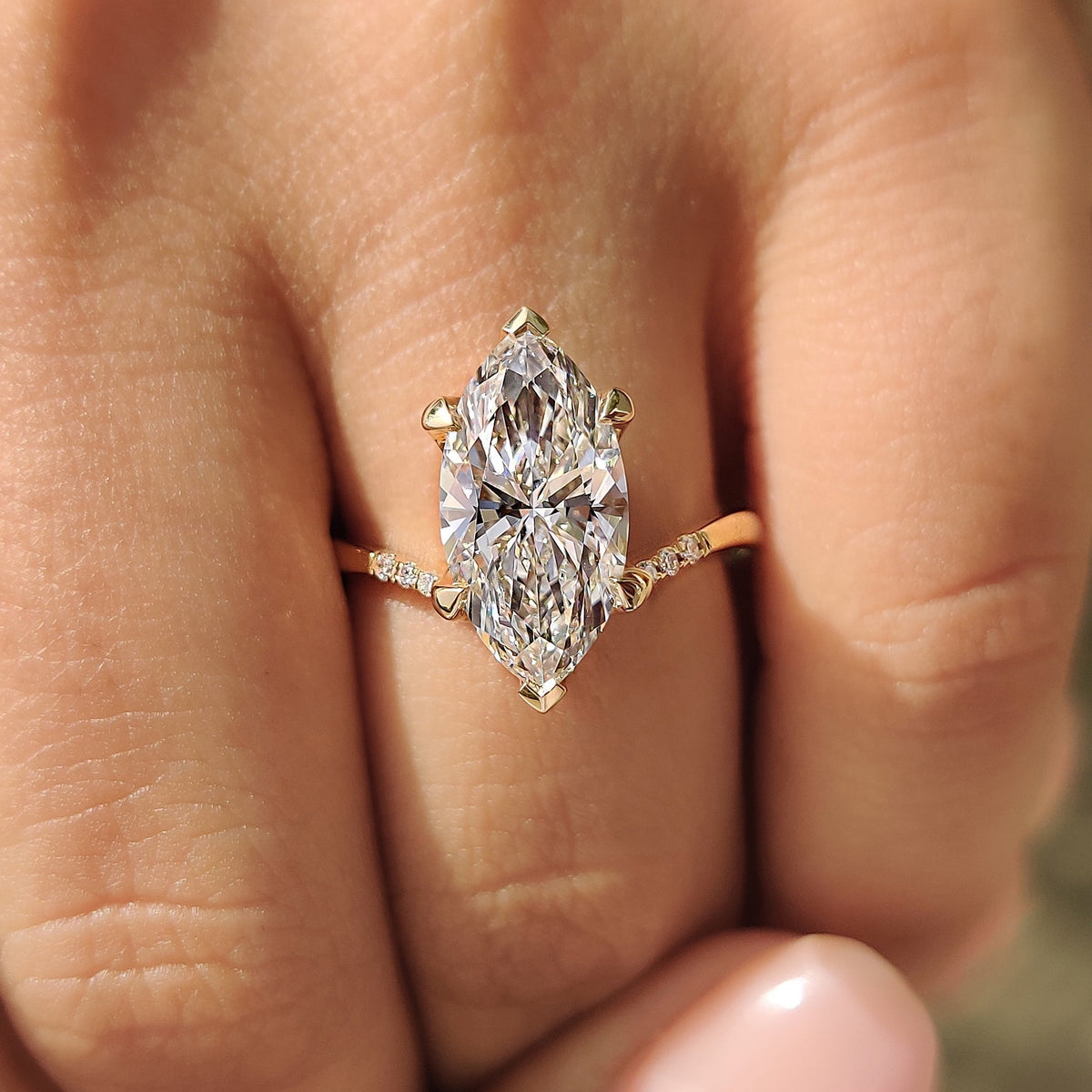 Marquise Swirl Pave Lab Grown Diamond Engagement Ring