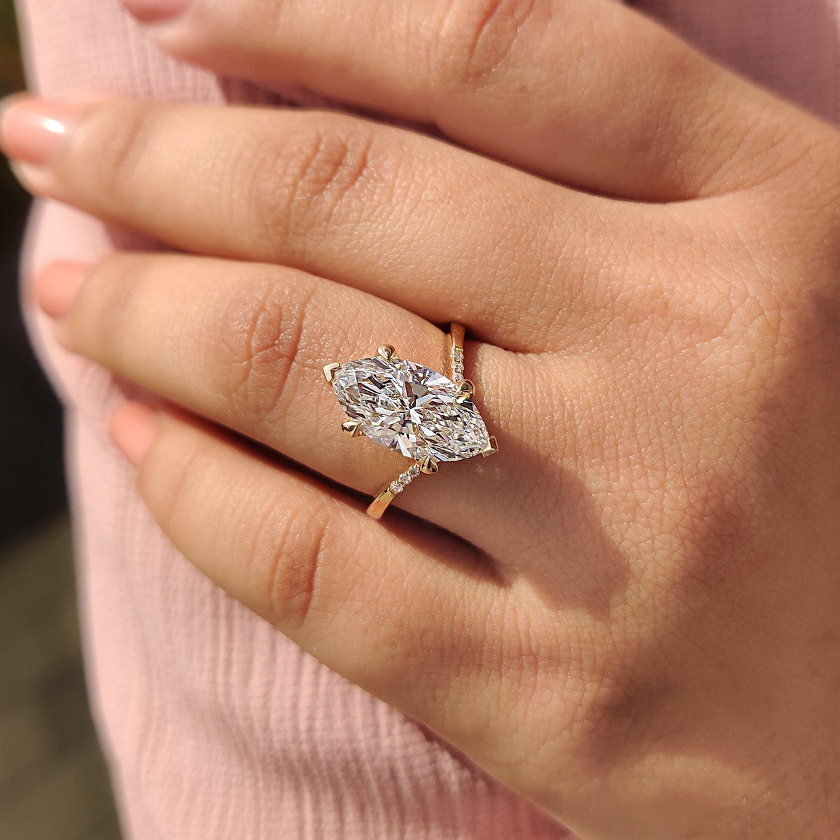 Marquise Swirl Pave Lab Grown Diamond Engagement Ring