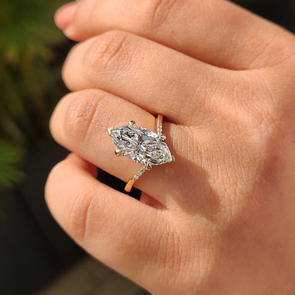 Marquise Swirl Pave Lab Grown Diamond Engagement Ring