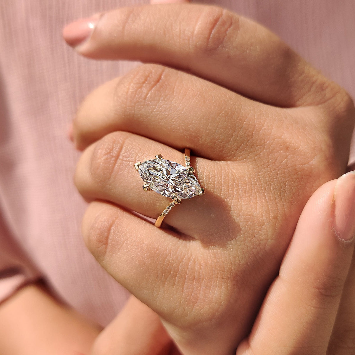 Marquise Swirl Pave Lab Grown Diamond Engagement Ring