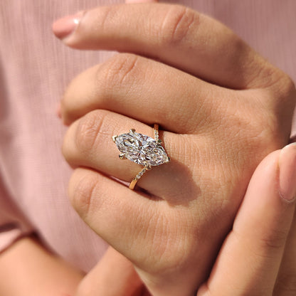 Marquise Swirl Pave Lab Grown Diamond Engagement Ring
