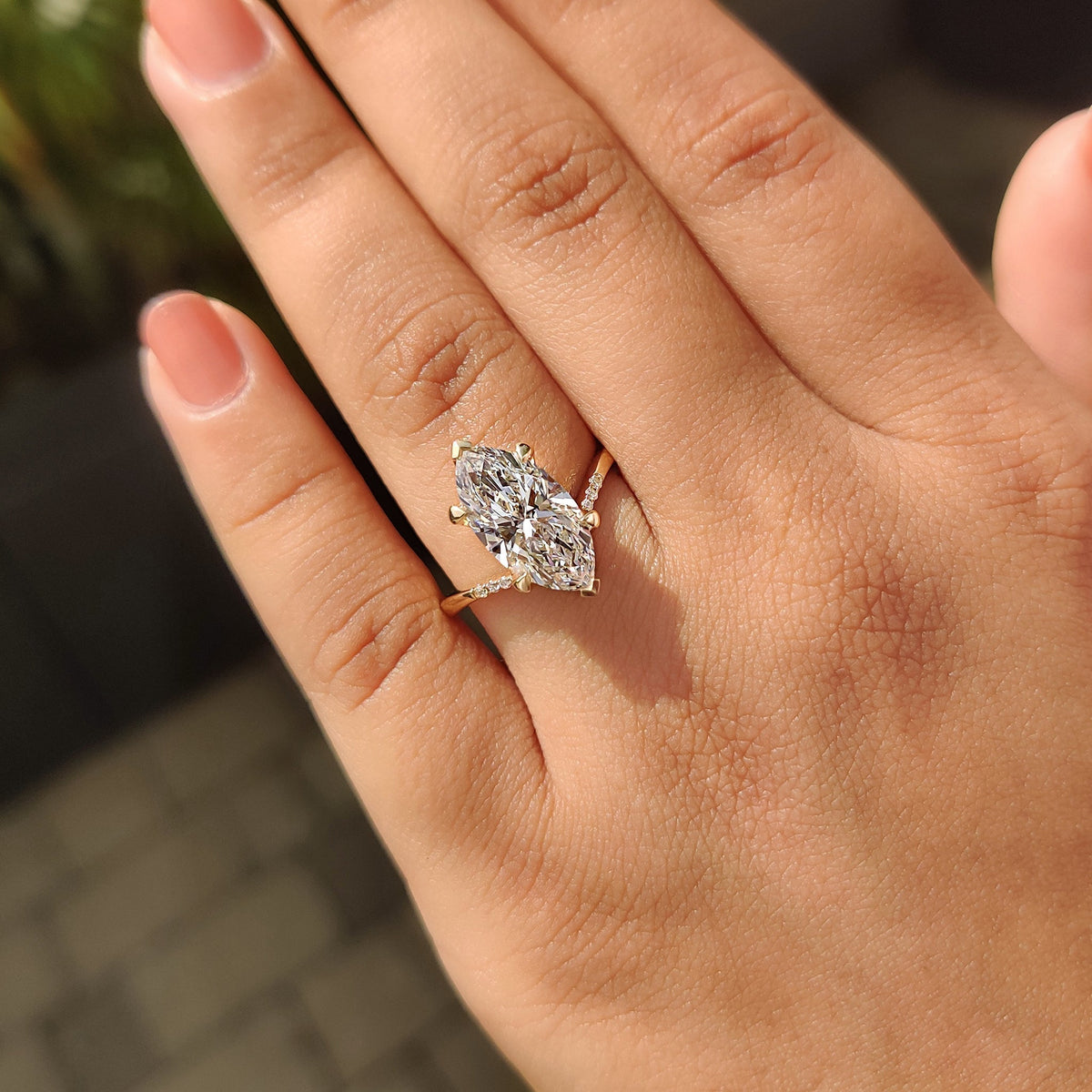 Marquise Swirl Pave Lab Grown Diamond Engagement Ring