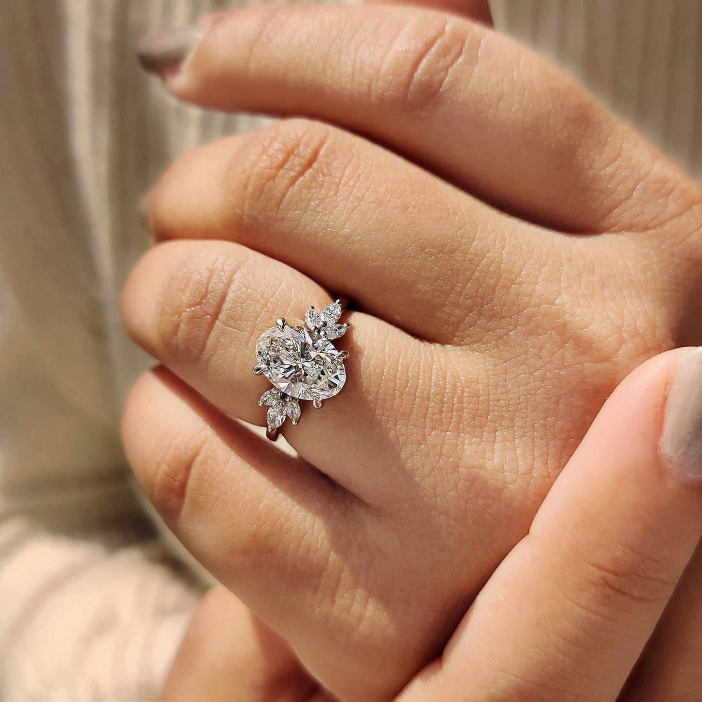 Cushion Hidden Halo Lab Grown Diamond Engagement Ring