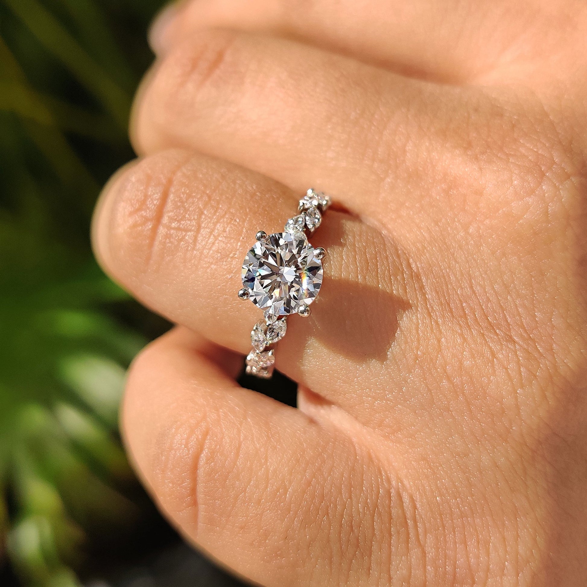 Cushion Hidden Halo Lab Grown Diamond Engagement Ring