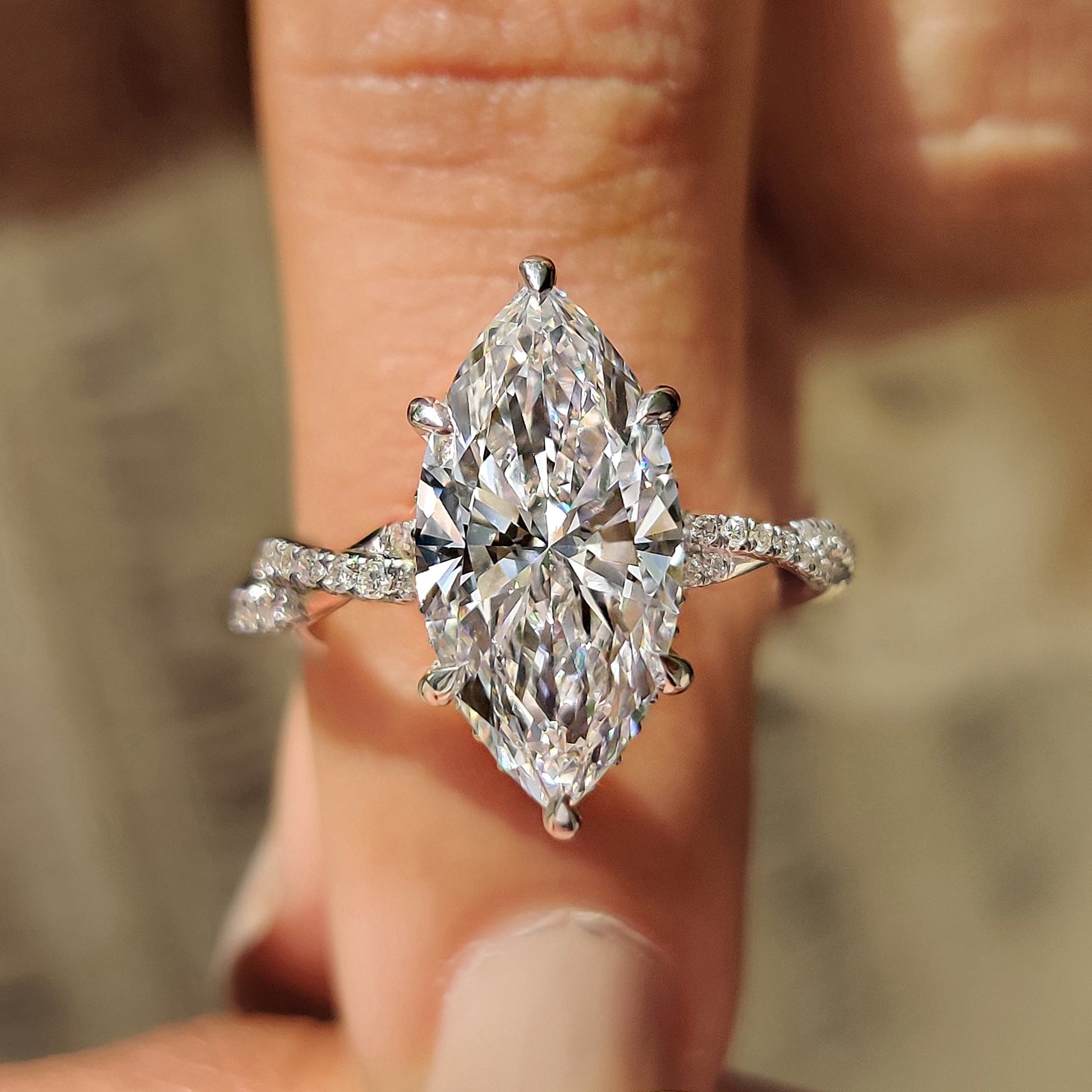 Cushion Hidden Halo Lab Grown Diamond Engagement Ring