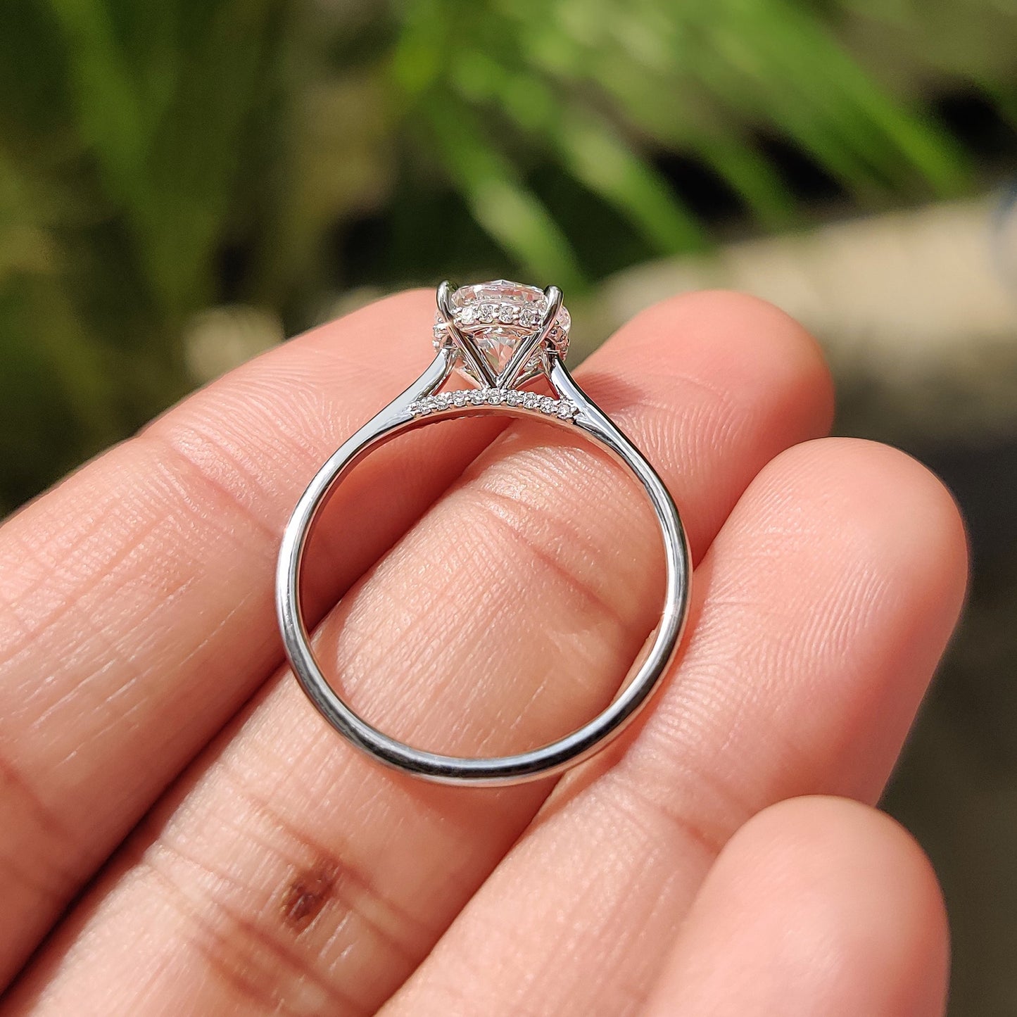 Cushion Hidden Halo Lab Grown Diamond Engagement Ring
