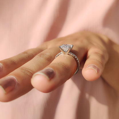 Cushion Hidden Halo Lab Grown Diamond Engagement Ring