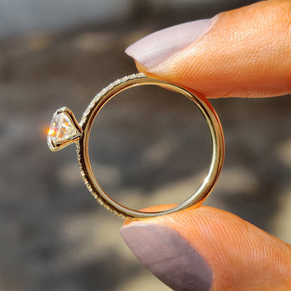 Cushion Hidden Halo Lab Grown Diamond Engagement Ring