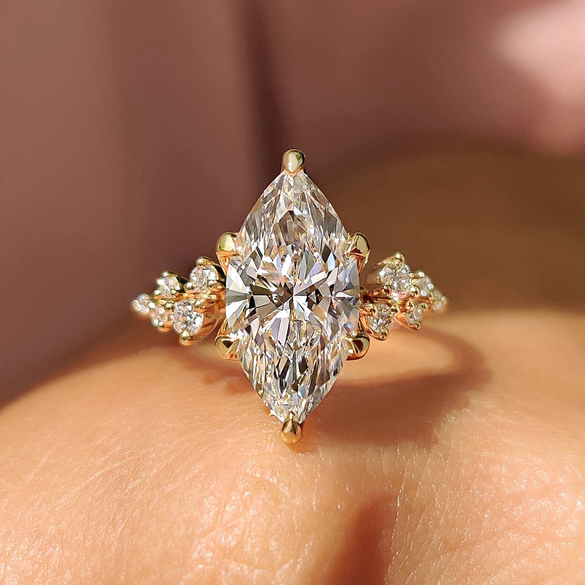 Cushion Hidden Halo Lab Grown Diamond Engagement Ring