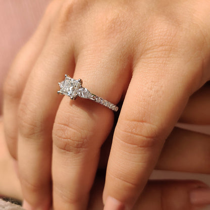 Cushion Hidden Halo Lab Grown Diamond Engagement Ring