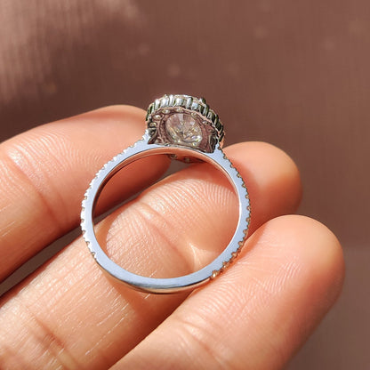 Cushion Hidden Halo Lab Grown Diamond Engagement Ring