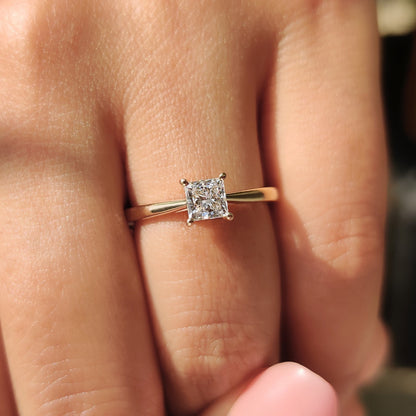 Cushion Hidden Halo Lab Grown Diamond Engagement Ring