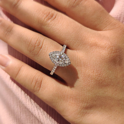 Cushion Hidden Halo Lab Grown Diamond Engagement Ring