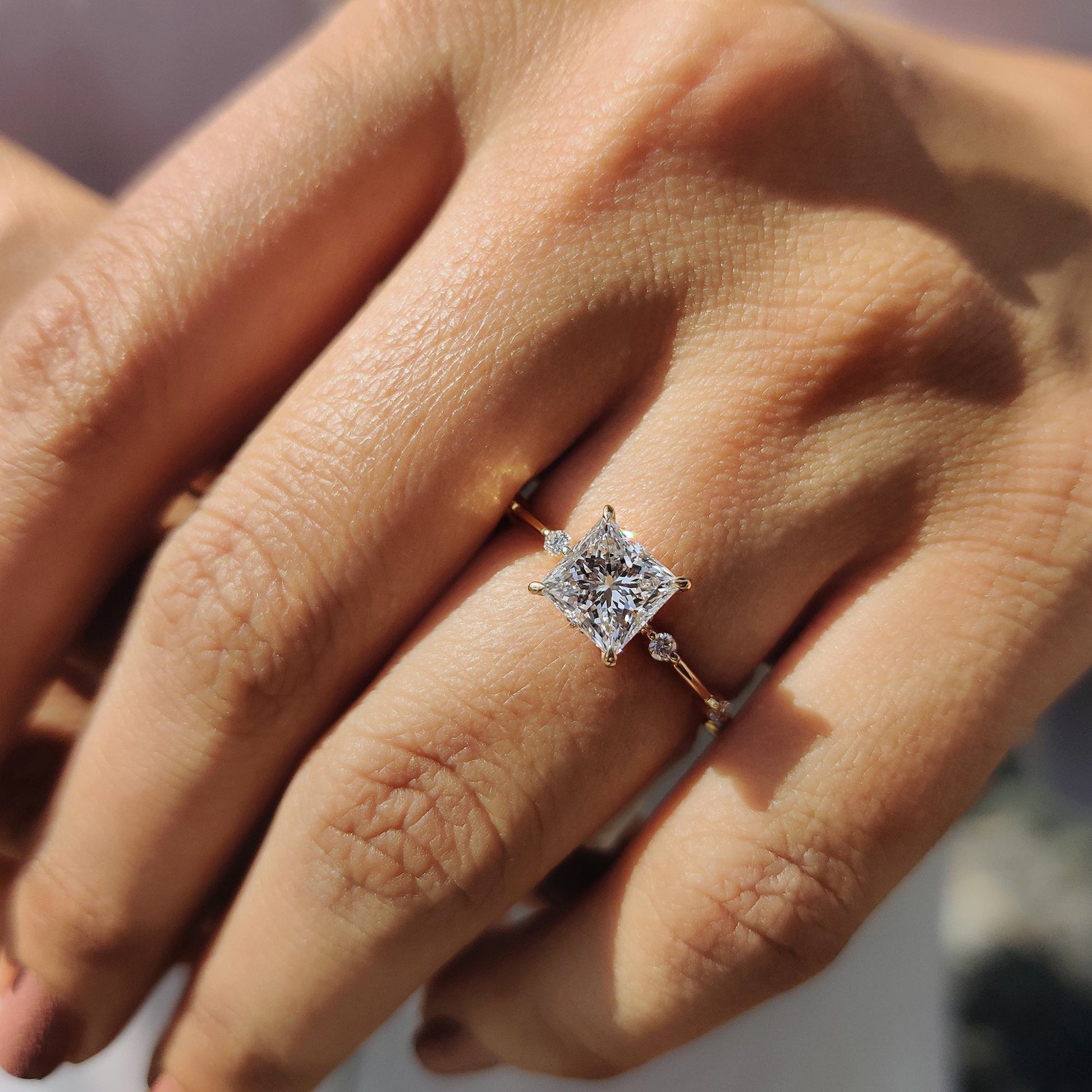 Cushion Hidden Halo Lab Grown Diamond Engagement Ring