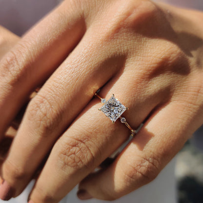 Cushion Hidden Halo Lab Grown Diamond Engagement Ring