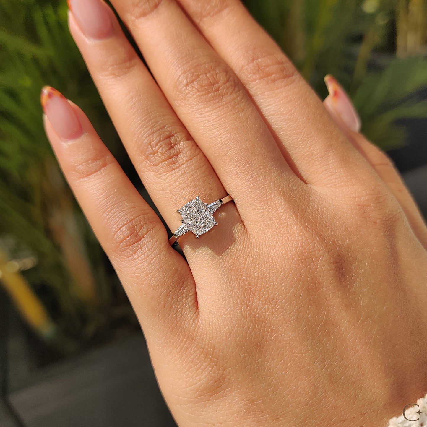Cushion Hidden Halo Lab Grown Diamond Engagement Ring