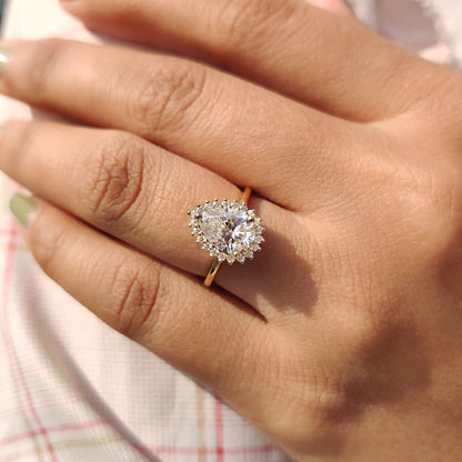 Cushion Hidden Halo Lab Grown Diamond Engagement Ring