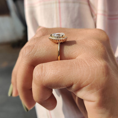 Cushion Hidden Halo Lab Grown Diamond Engagement Ring