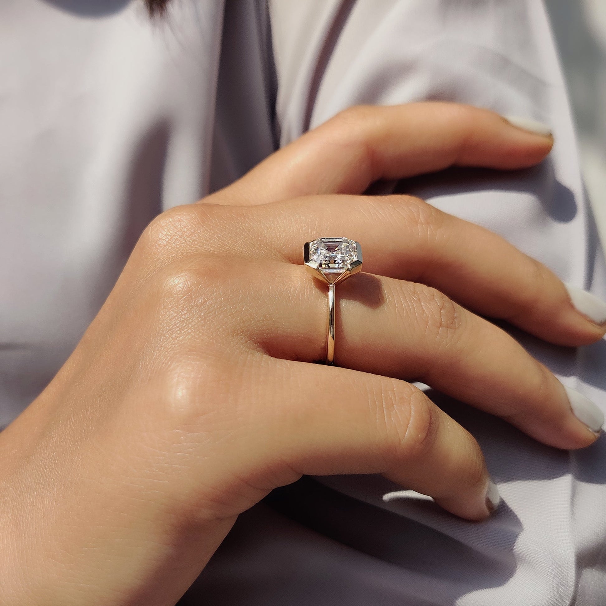 Cushion Hidden Halo Lab Grown Diamond Engagement Ring