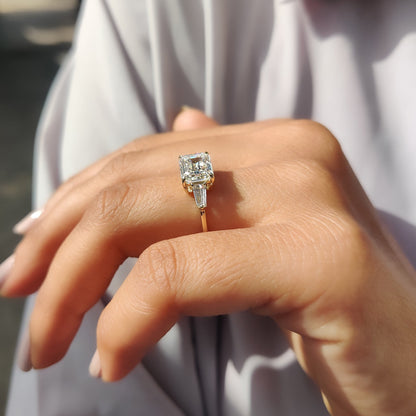 Cushion Hidden Halo Lab Grown Diamond Engagement Ring