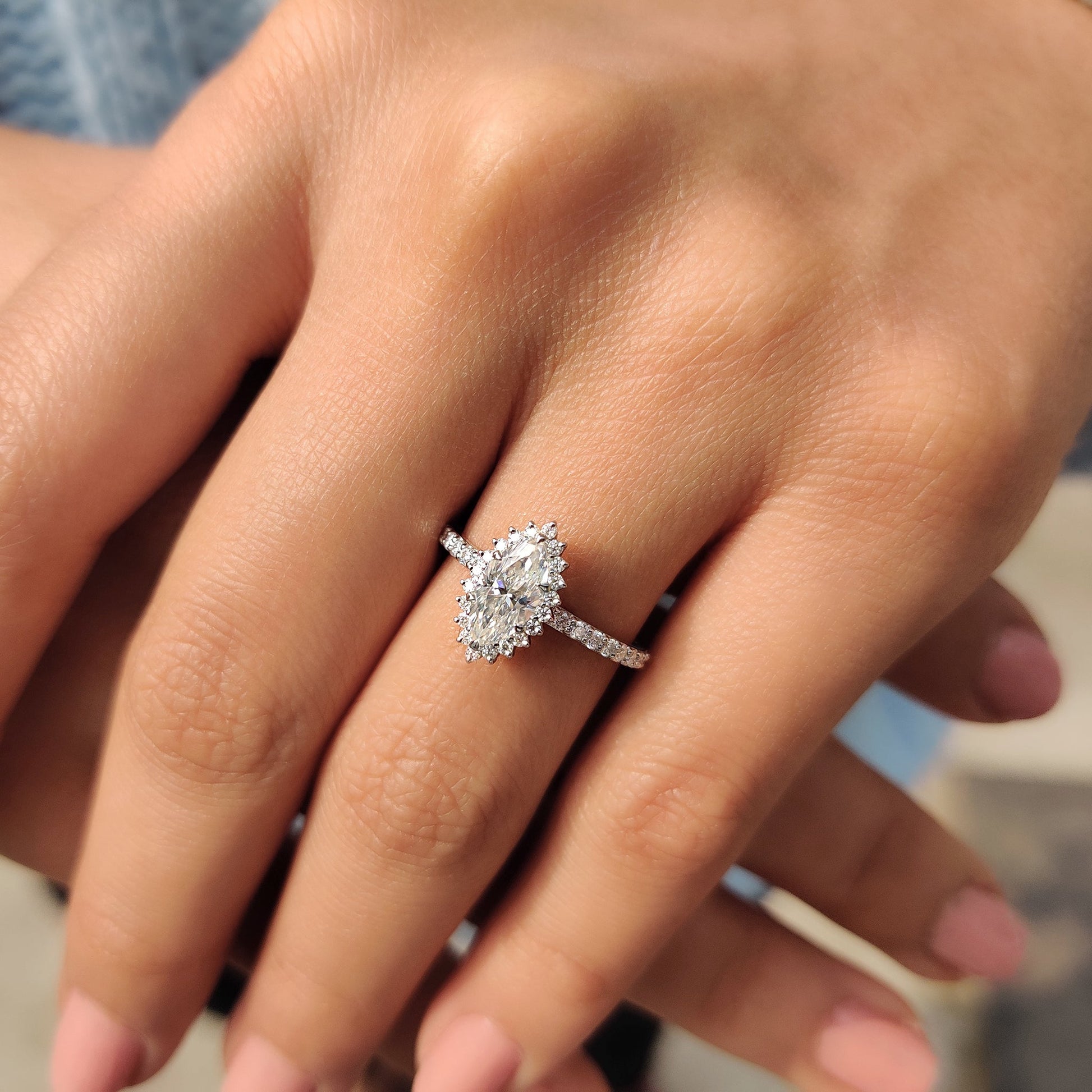 Cushion Hidden Halo Lab Grown Diamond Engagement Ring