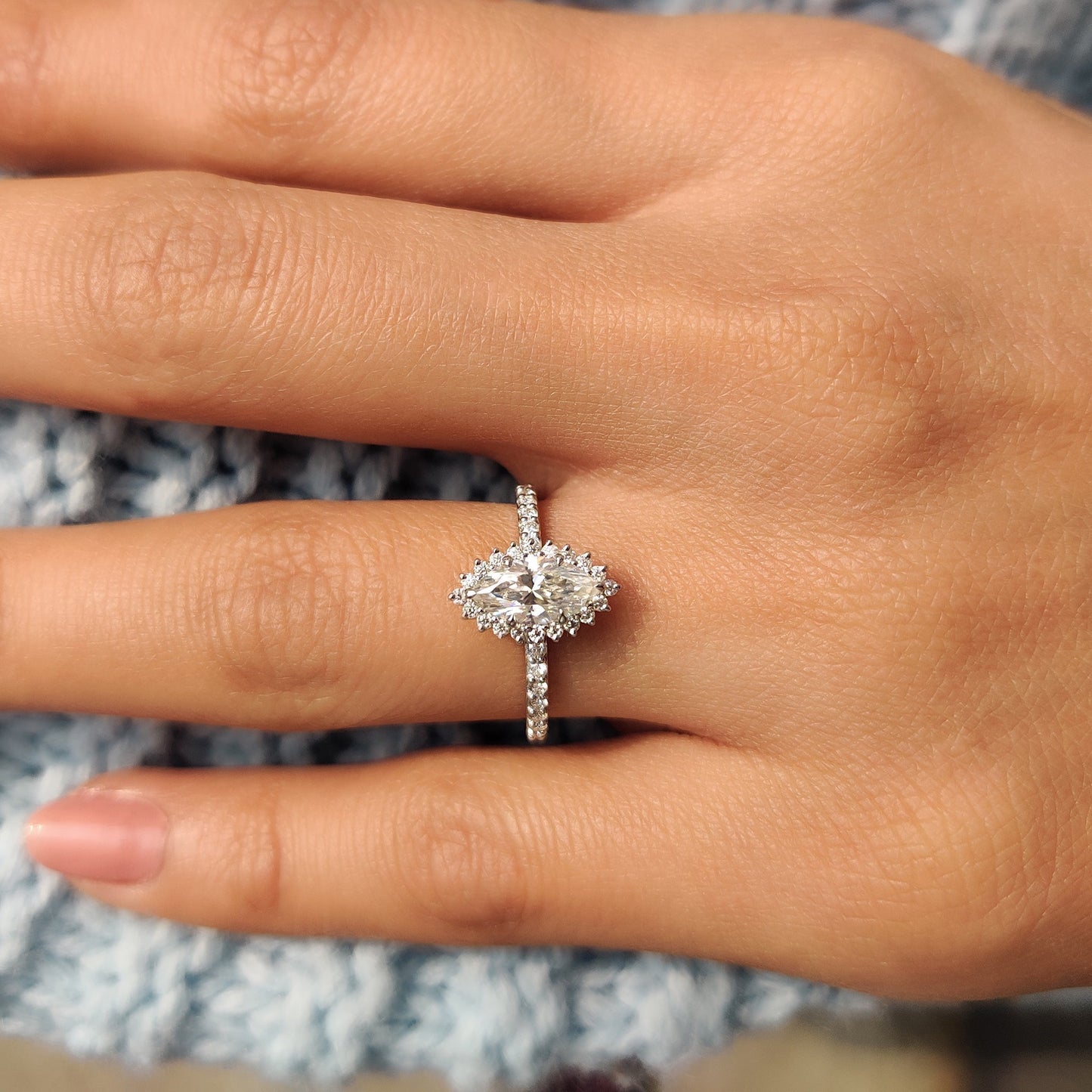 Cushion Hidden Halo Lab Grown Diamond Engagement Ring