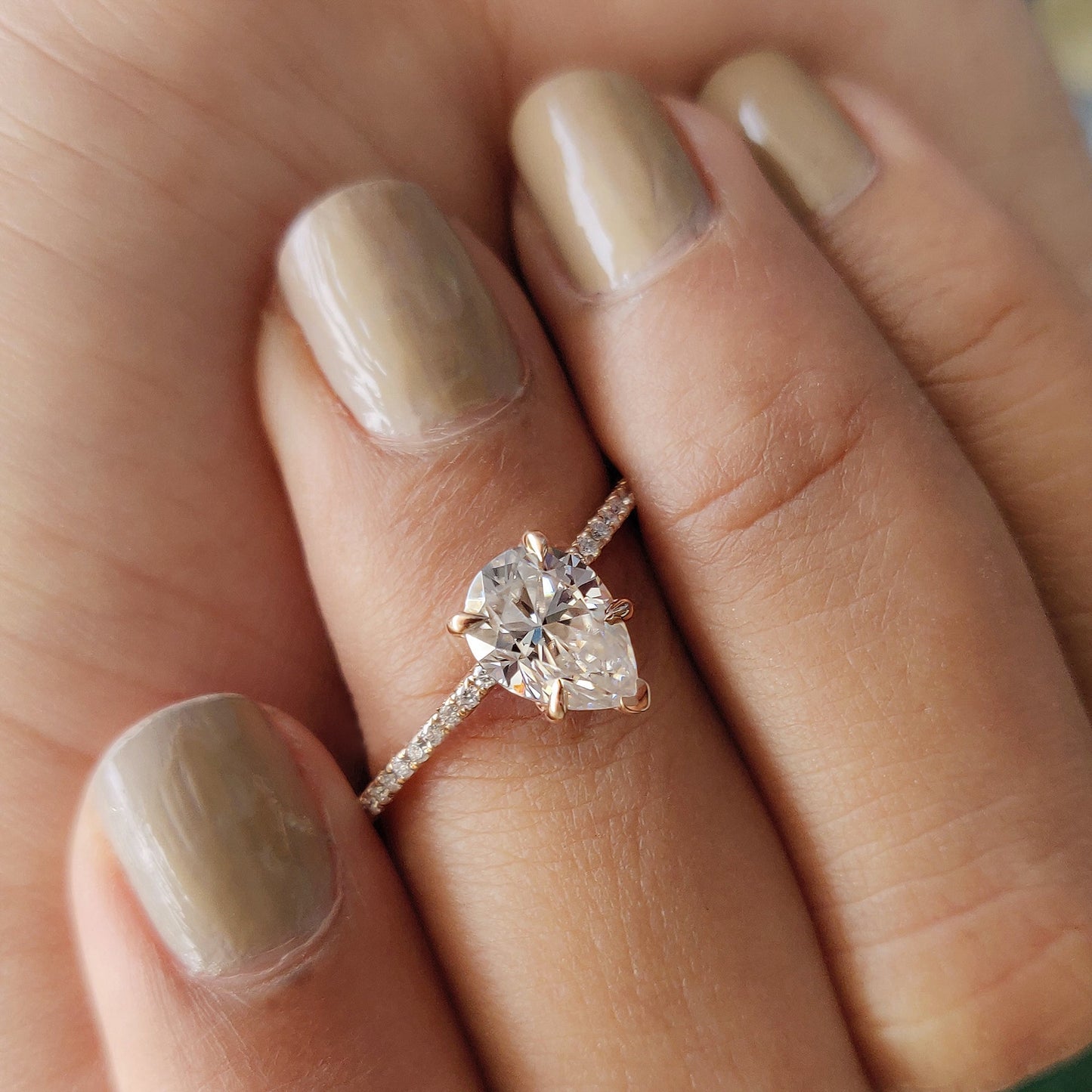 Cushion Hidden Halo Lab Grown Diamond Engagement Ring