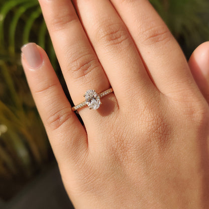 Cushion Hidden Halo Lab Grown Diamond Engagement Ring
