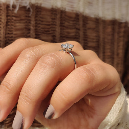 Cushion Hidden Halo Lab Grown Diamond Engagement Ring